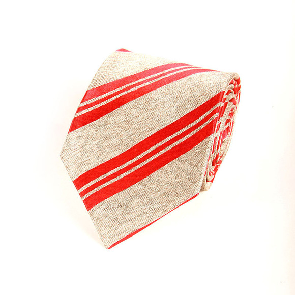 MATTABISCH BEIGE & RED STRIPED TIE | MENS - Picture 1 of 4